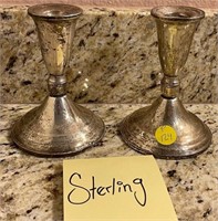 26 - STERLING SILVER CANDLE HOLDERS 4.5"T (P124)