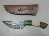 8" Bone & Wood Handled Knife In Leather Sheath