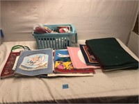 Lot of Fabric Books and Sewing Items