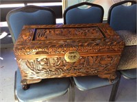 Carved Asian wooden box