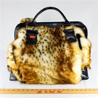 Pamela McCoy Rabbit Fur Look Purse