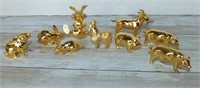9 GOLD-PLATED ANIMAL MINIATURES