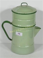 Green Enamelware Drip Coffee Pot