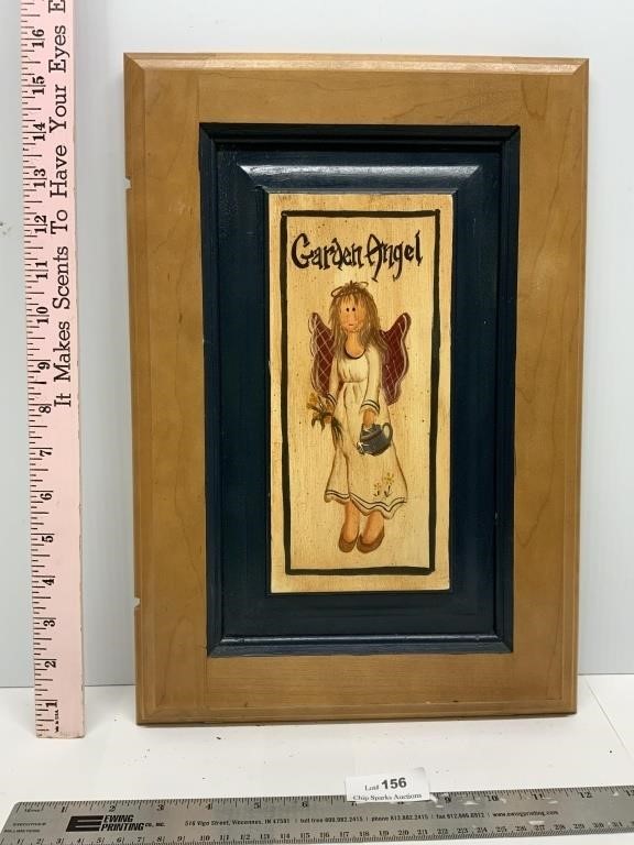 Wooden Garden Angel Sign 16x11