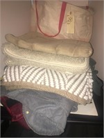 LAUNDRY HAMPER, RUGS, THROWS