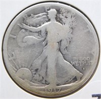 1917-S Liberty Walking Half Dollar on Obverse.