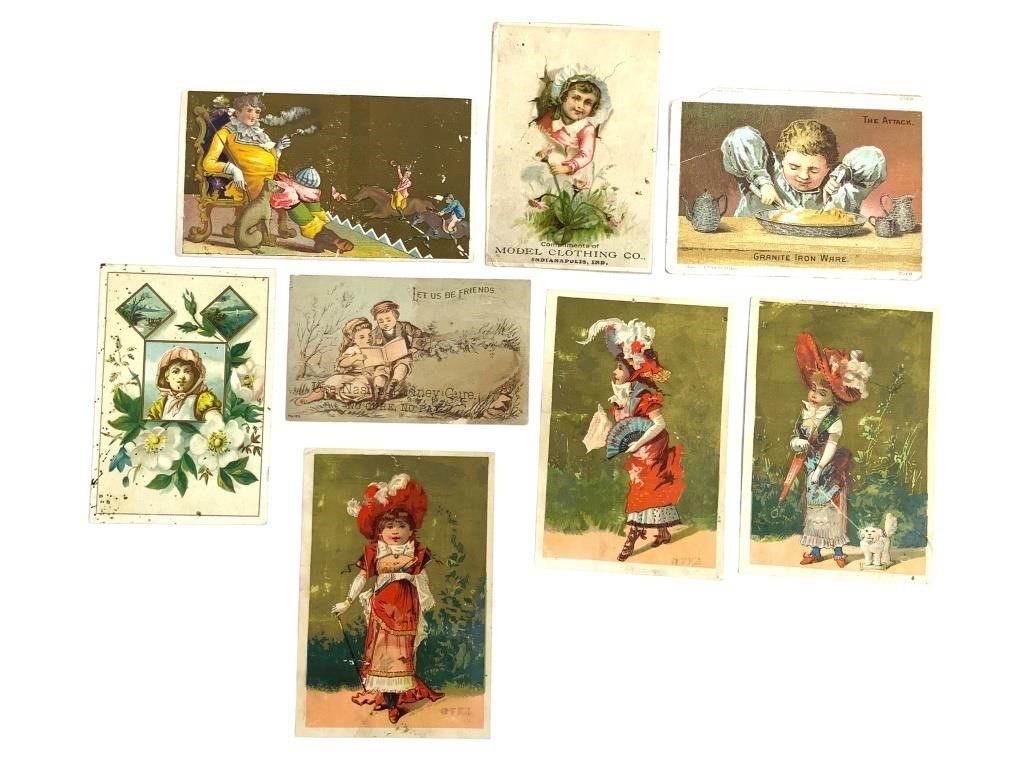 8 Vtg. Advertising Trade Cards