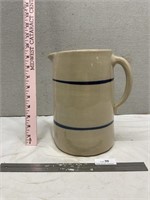 Large 9 1/2" Tall Double Blue Stripe Pottery