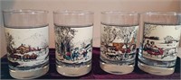 Vintage Currier & Ives Tumblers - Set of 4