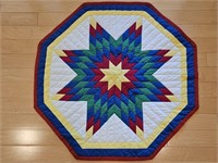 Machine Made Star Pattern Octagonal Quilt