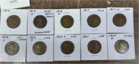LOT OF 10 WHEAT PENNIES CENTS
