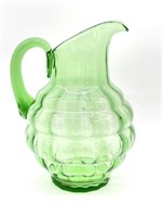 Green Glass Pitcher 9.5”