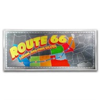 1 Gram Silver Foil Note - Route 66 (colorized Map)