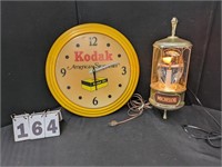 Michelob Wall Light & Kodak Clock (not working)