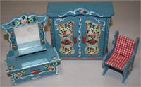 Vtg Dora Kuhn W Germ Painted Tole Wood Dollhouse