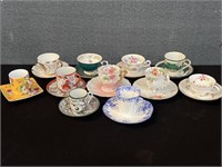 Set of 11 Vintage Demitasse Tea Cups & Saucers