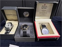 3pc Men's Watches with Boxes Assorted