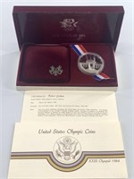 1984 S Olympic silver dollar in mint case and box
