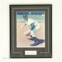 Pee Wee Reese Framed Cut Signature + Picture PSA