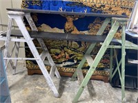 Wooden ladder shelving unit