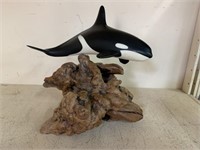 John Perry Orca Killer Whale Figure wood base