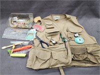 L.L. Bean fishing vest and fishing lures and