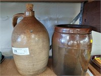 Stoneware Jug Crock & Tapered Crock