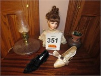 Lamp & Decorative Miniature Shoes, & Lamp Shade