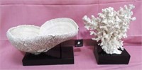 2 CORAL TABLE DECOR ITEMS