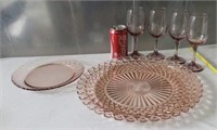 Pink Depression Glass Round Serving Cake Plate 13