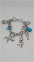 Unmarked sea themed charm bracelet
