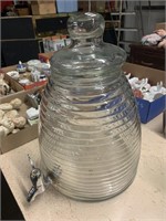LARGE GLASS BEEHIVE DRINK DISPENSER