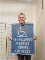 Vintage  Embossed Handicapped Parking Sign 18 x24"