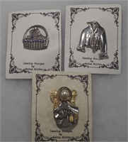 3 COSTUME JEWELRY ELEN RITTER BROOCHES