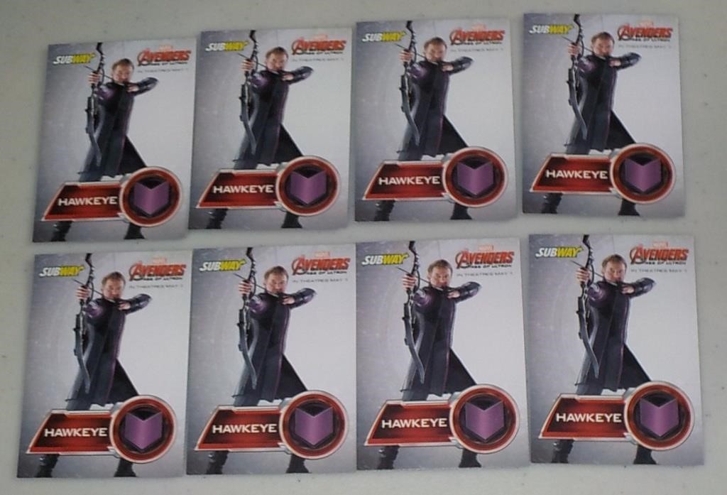 Lot of 6 Subway Marvel Avengers Hawkeye Promos