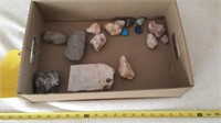 Assorted rocks and minerals, some of them polished