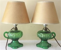 Pair Electrified Green Finger Lamps