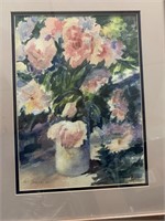 Floral Watercolor Painting 15 1/2"x19" Signed