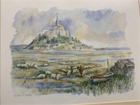 Le Mont Saint Micheal Watercolor 20 1/2"x17 1/2"