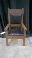 ANTIQUE OAK LEATHER CHAIR BY DE MOULIN BROS