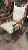 Wood Spindle Rocking Chair with Cushions