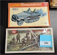 2 MODEL KITS, SEALED HOWITZER + GERMAN HALF TRACK