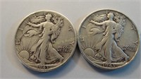 2 - 1943 Liberty Walking Half Dollars