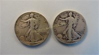 2 - 1939 Liberty Walking Half Dollars