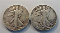 2 - 1942 Liberty Walking Half  Dollars