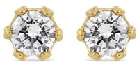 14k Gold Round 2.00ct Diamond Crown Stud Earrings
