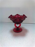 Red heart glass vase \ dish
