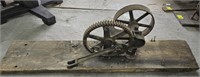 (F) Goulds Pumps Pump Gears Mounted On Barn Wood.