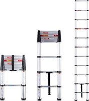 12.5 FT Telescoping Ladder  One-Button Retraction