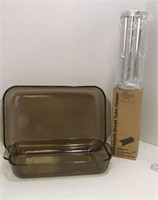 2 Baking Dish & 1 Bread Tube Pampered Chef Pyrex